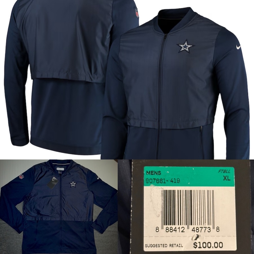 Men's NWT Nike Dallas Cowboys Sideline Elite Hybrid Full-Zip Jacket w/$100 tags
